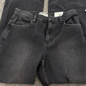NWT Free People Tinsley High Rise Straight Leg Baggy Washed Black Cute Jeans